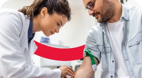 Atención médica con cinta roja